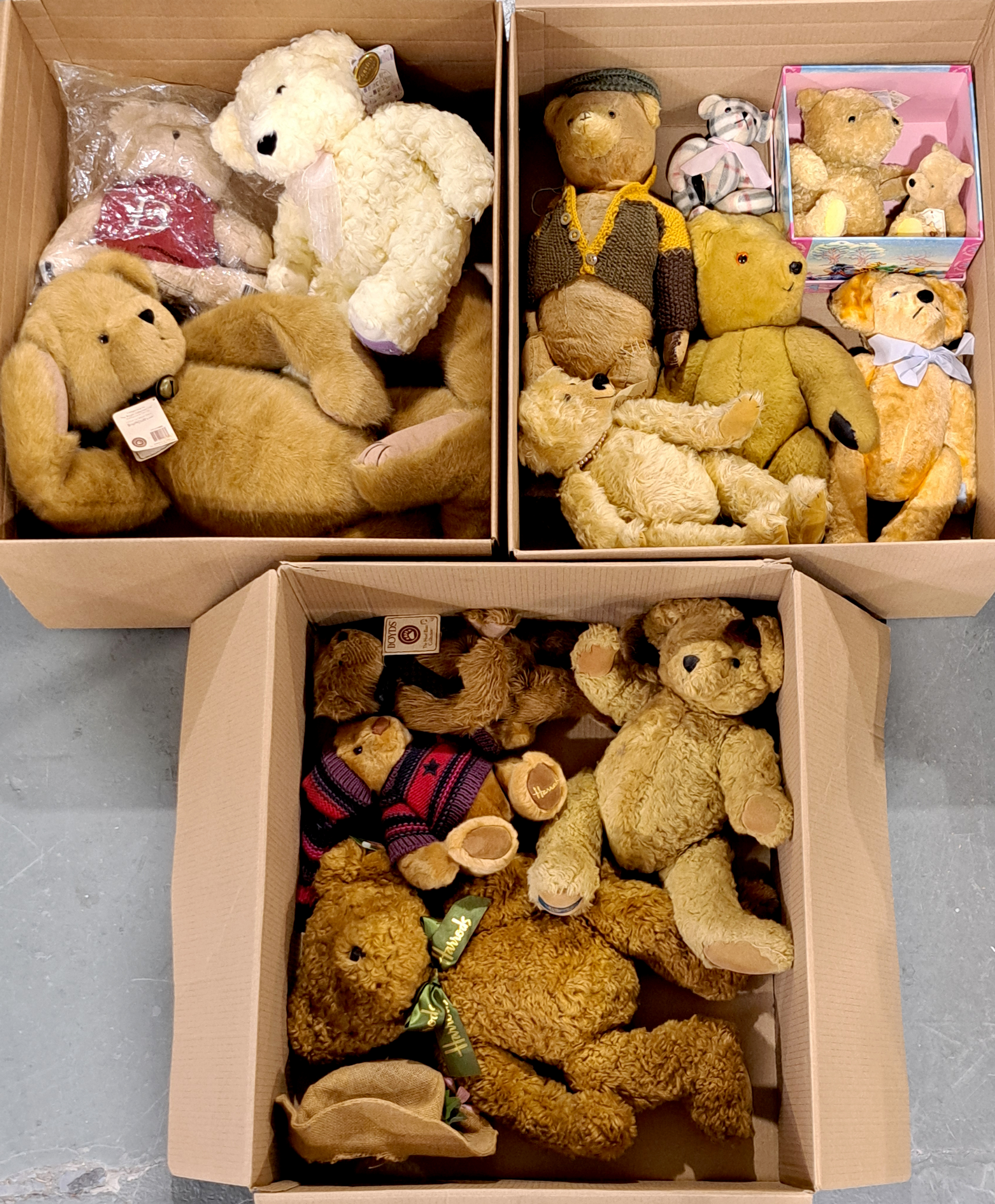 Collection of vintage and modern teddy bears