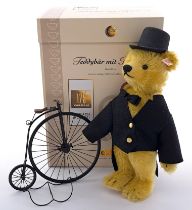 Steiff teddy bear with 'penny-farthing' velocipede