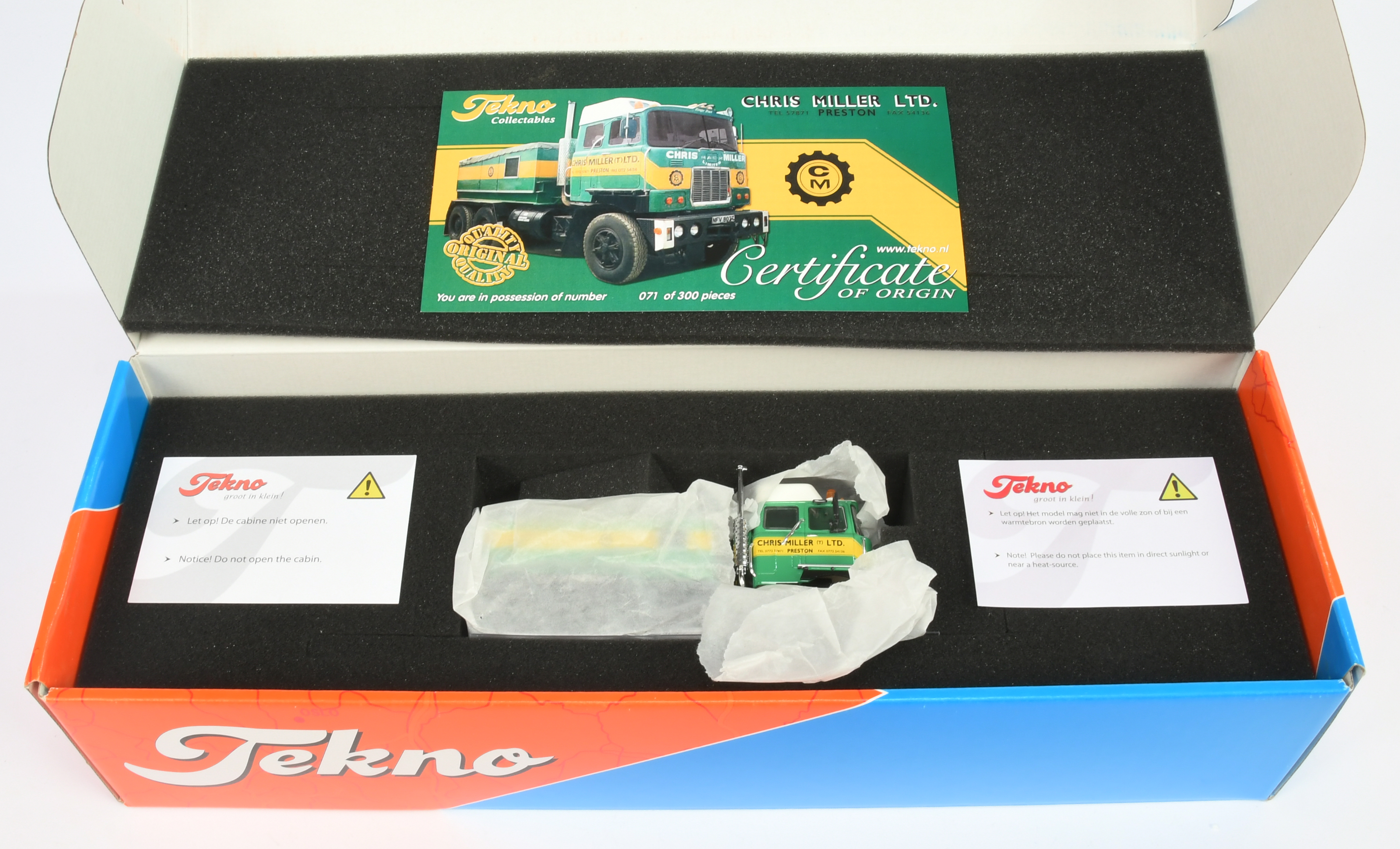 Tekno (1/50th) Mack 1700 6 X 4 Ballast "Chris Miller Ltd" - Green and yellow - Mint in a Excellen...