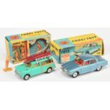 Corgi Toys A Pair - (1) 252 Rover 2000 - Steel Blue body, red interior, silver trim and spun hubs...