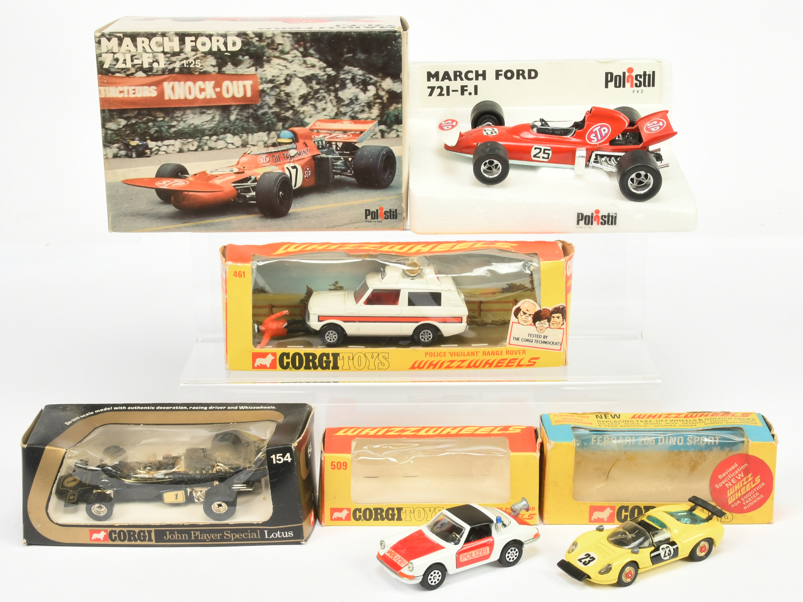 Corgi Toys Group To Include - 344 Ferrari Dino 206 - Yellow and Black with Red-spot wheels, 154 "...