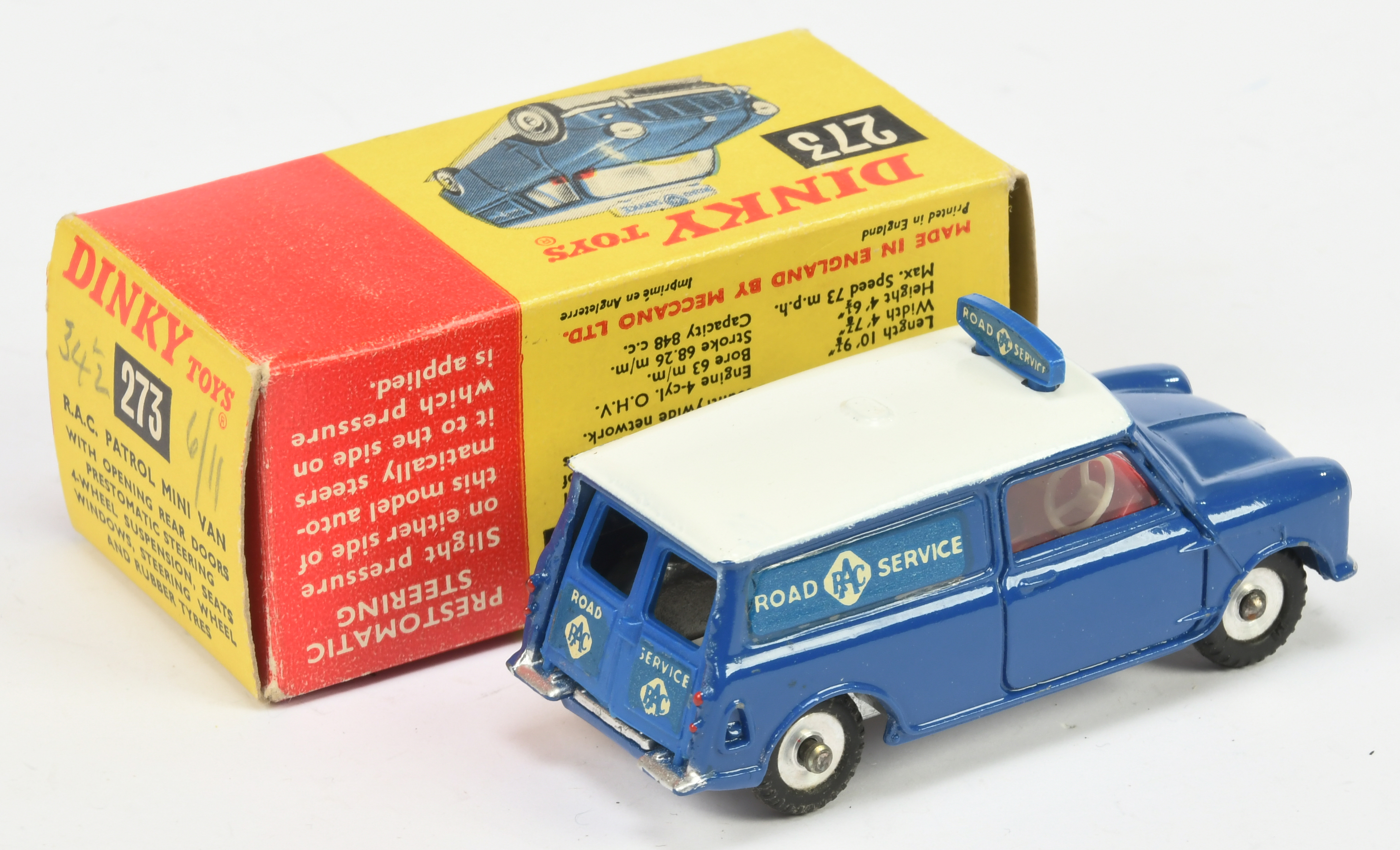 Dinky Toys 273 "RAC Road Service" Mini Van - Blue body and roof sign, white roof, red interior, s... - Image 2 of 2