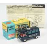 Corgi Toys 464 Commer "Police" Van - Blue body. red interior, battery operated roof light, silver...