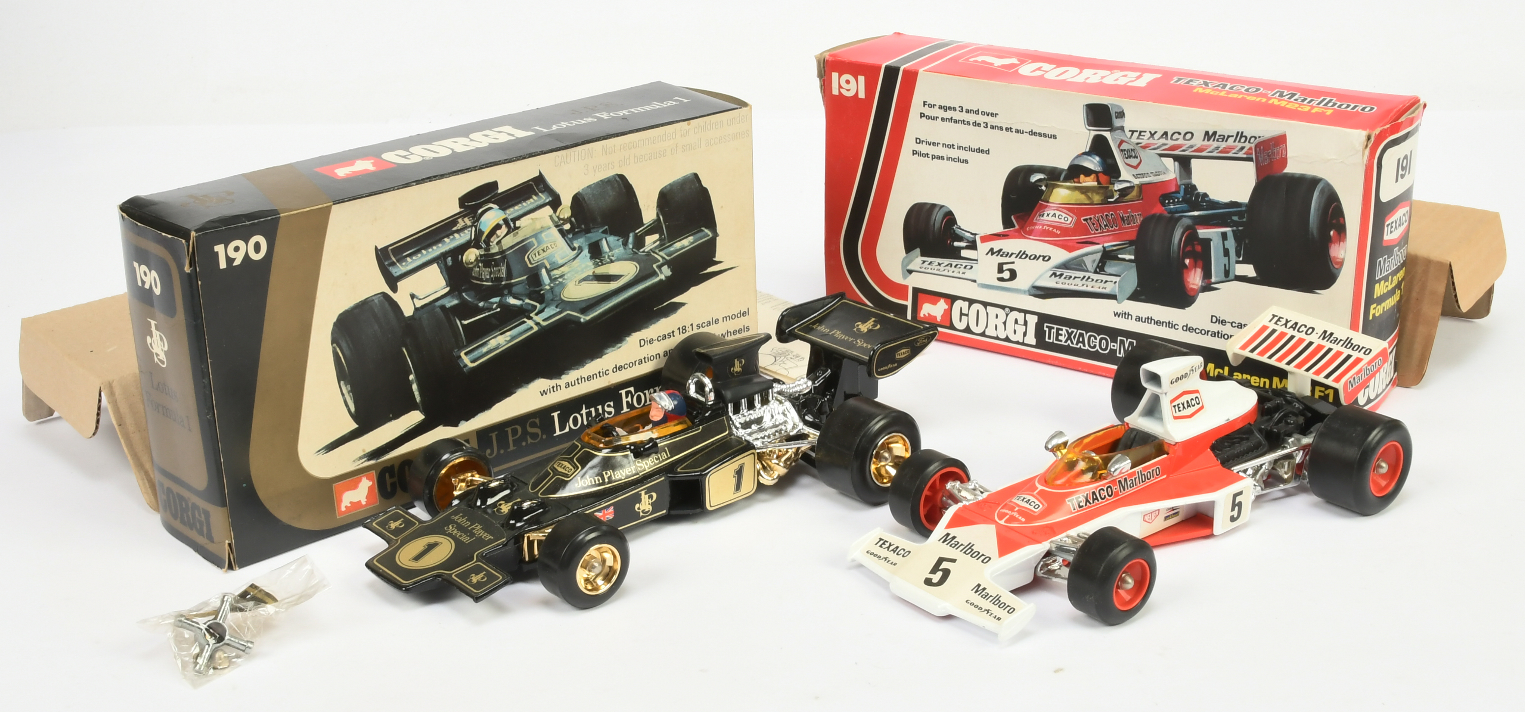 Corgi Toys (1/18th) Formula 1  Racing Cars A Pair (1) 190 Lotus  "JPS" - Black and gold with Span...