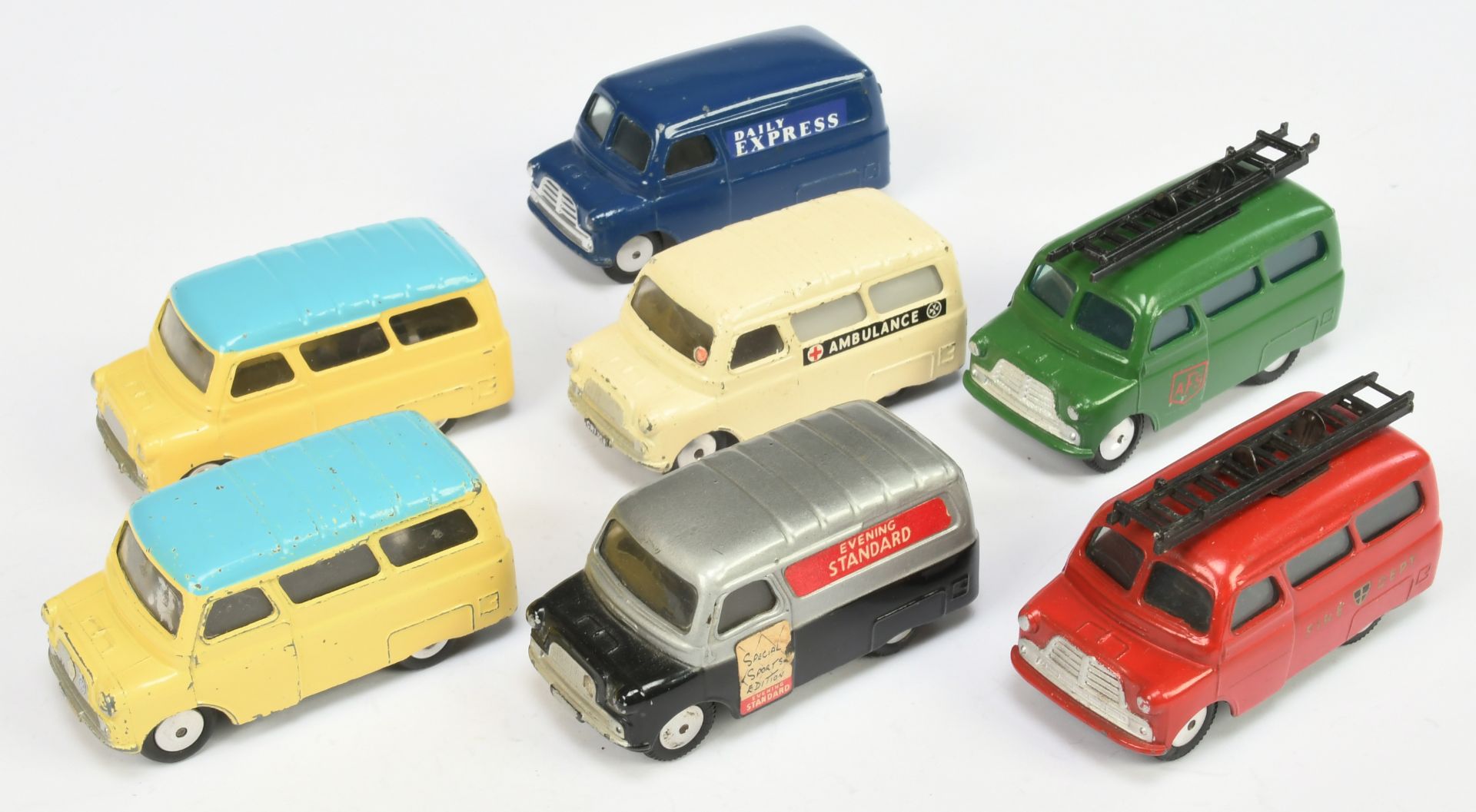 Corgi Toys Unboxed  Bedford Van/Dormobile Group Of 7 To Include -  "Evening Standard" - Black, si...