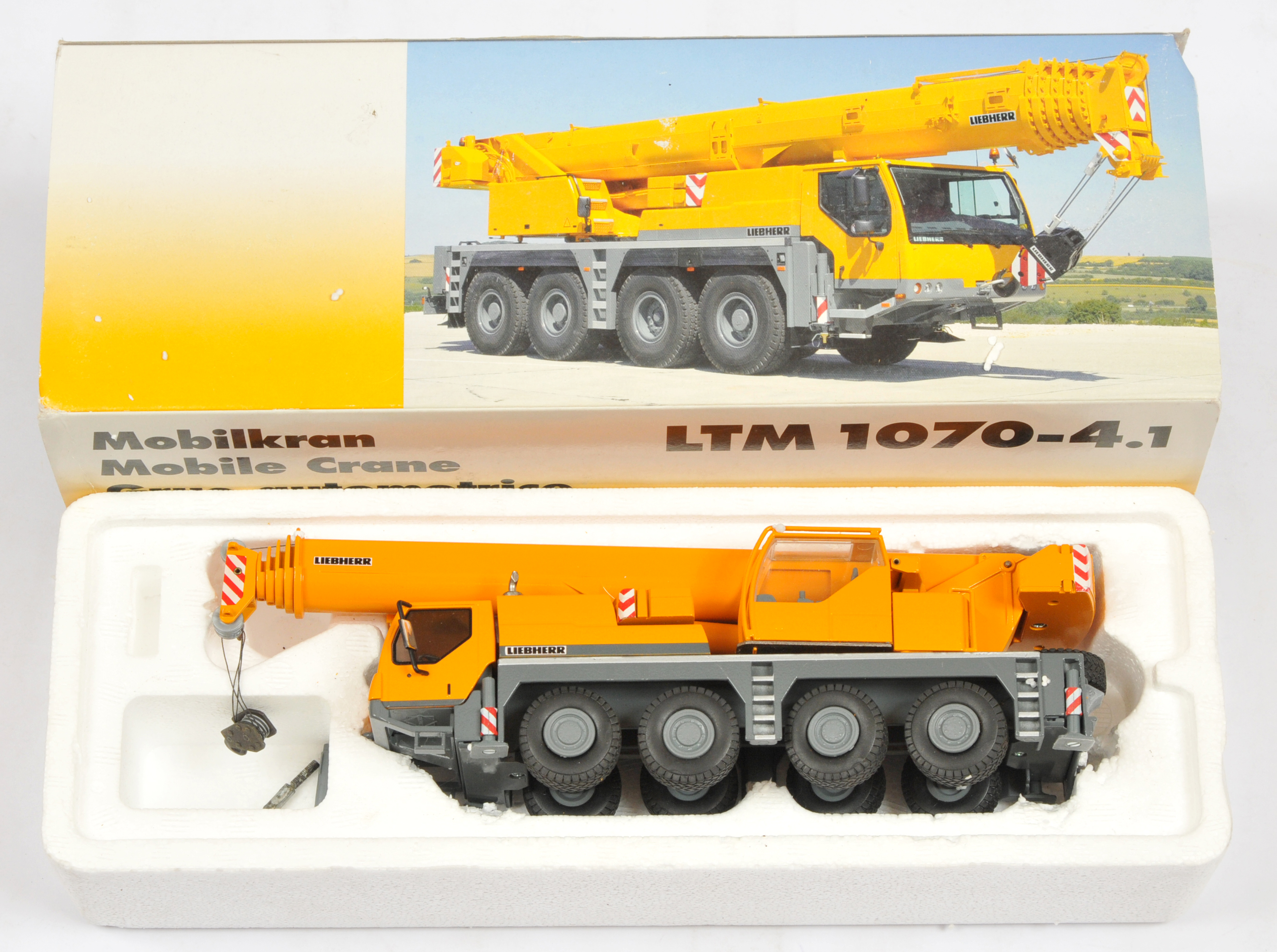 Conrad Models  (1/50th) 2100/0 Liebherr LTM 1070-4.1 Mobile Crane  - Deep Yellow and grey - Near ...