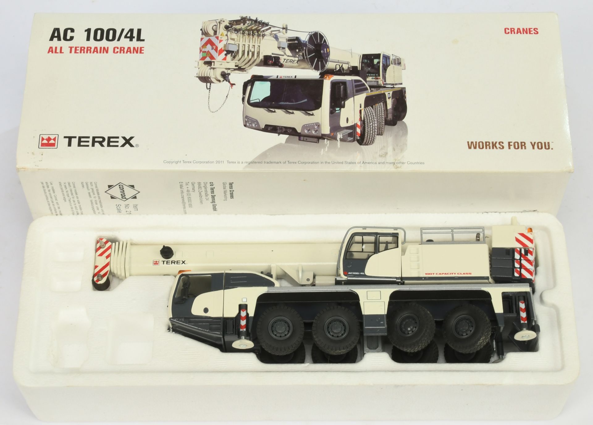 Conrad  Models  (1/50th) 2107/0  "Terex" AC 100/4L Mobile Crane - White and Grey - Excellent (con...