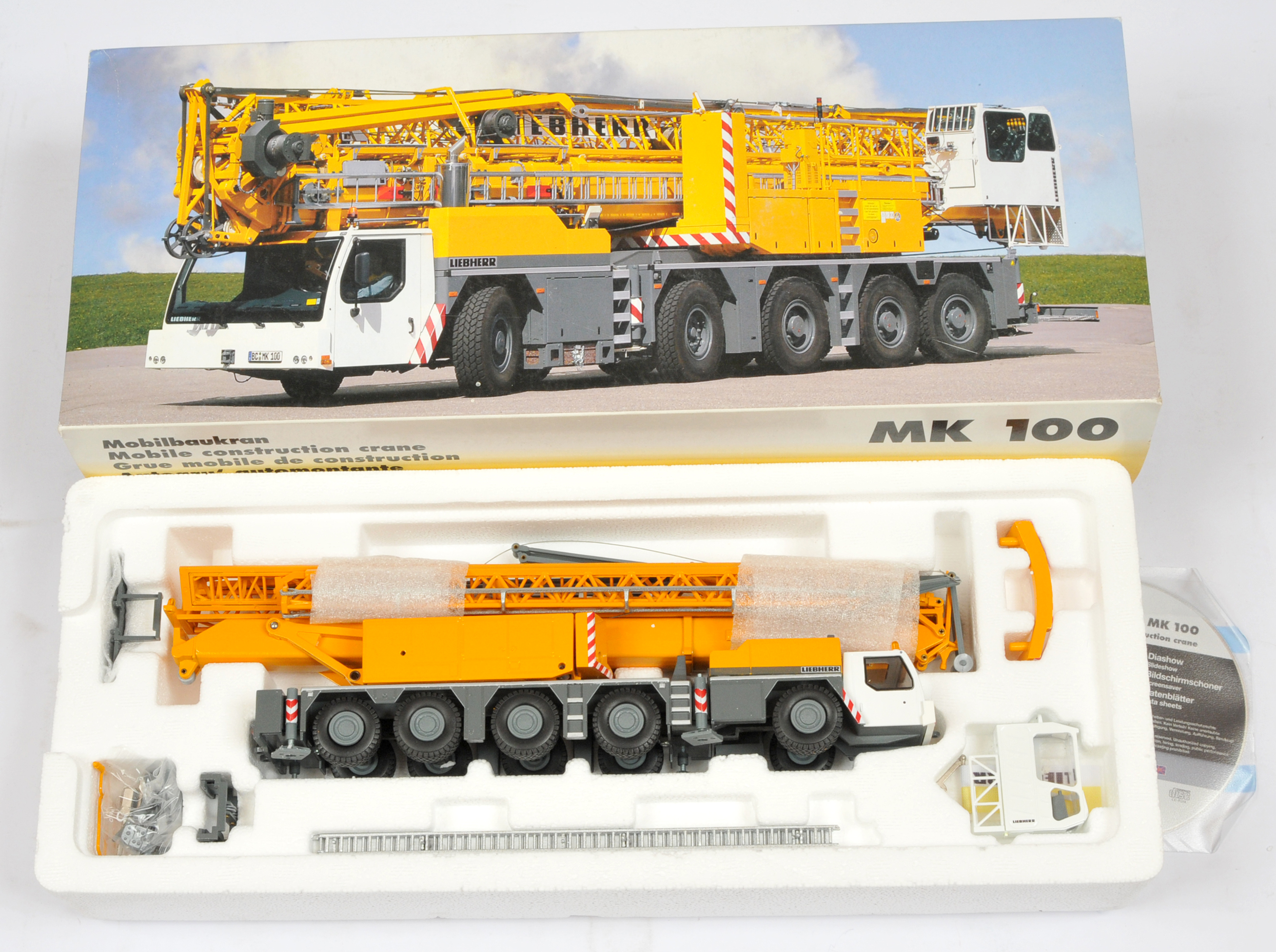 Conrad Models  (1/50th) 2102/0 Liebherr MK 100 Mobile Crane  - Deep Yellow, white and grey