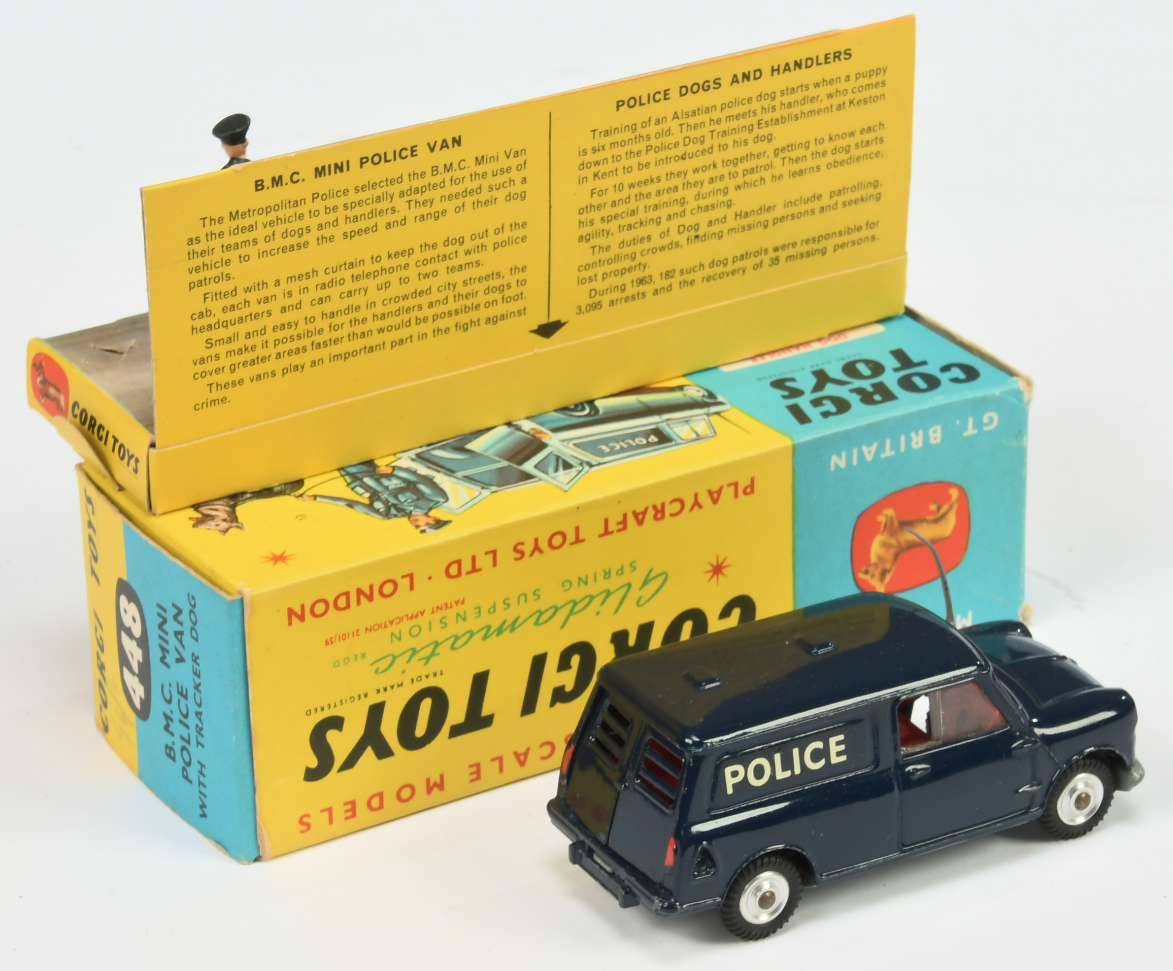 Corgi Toys 448 BMC Mini "Police" Van - Blue body, red interior, spun hubs, silver trim and aeria - Image 2 of 2