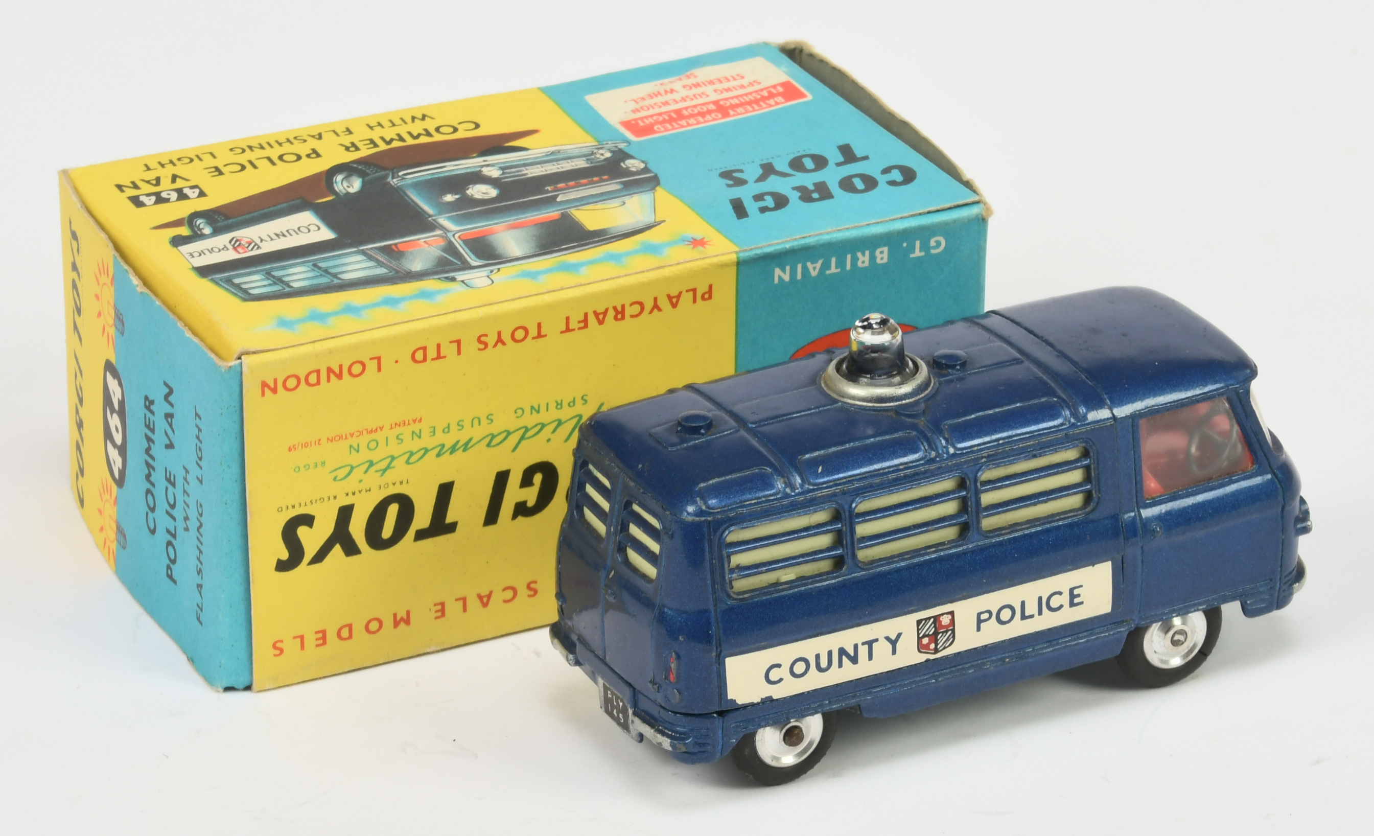 Corgi Toys 464 Commer "County Police" Van - Blue body, red interior, silver trim, spun hubs and b... - Image 2 of 2