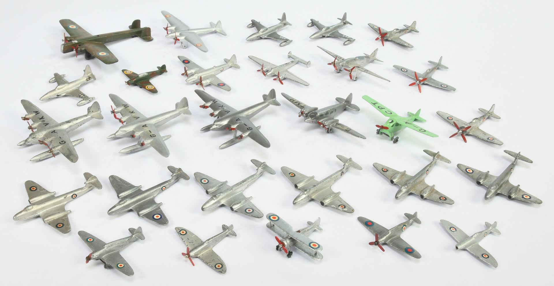 French Dinky Toys Aircraft Unboxed Group To Include - Sea Plane, Whitley Bomber, hawker hurricane...