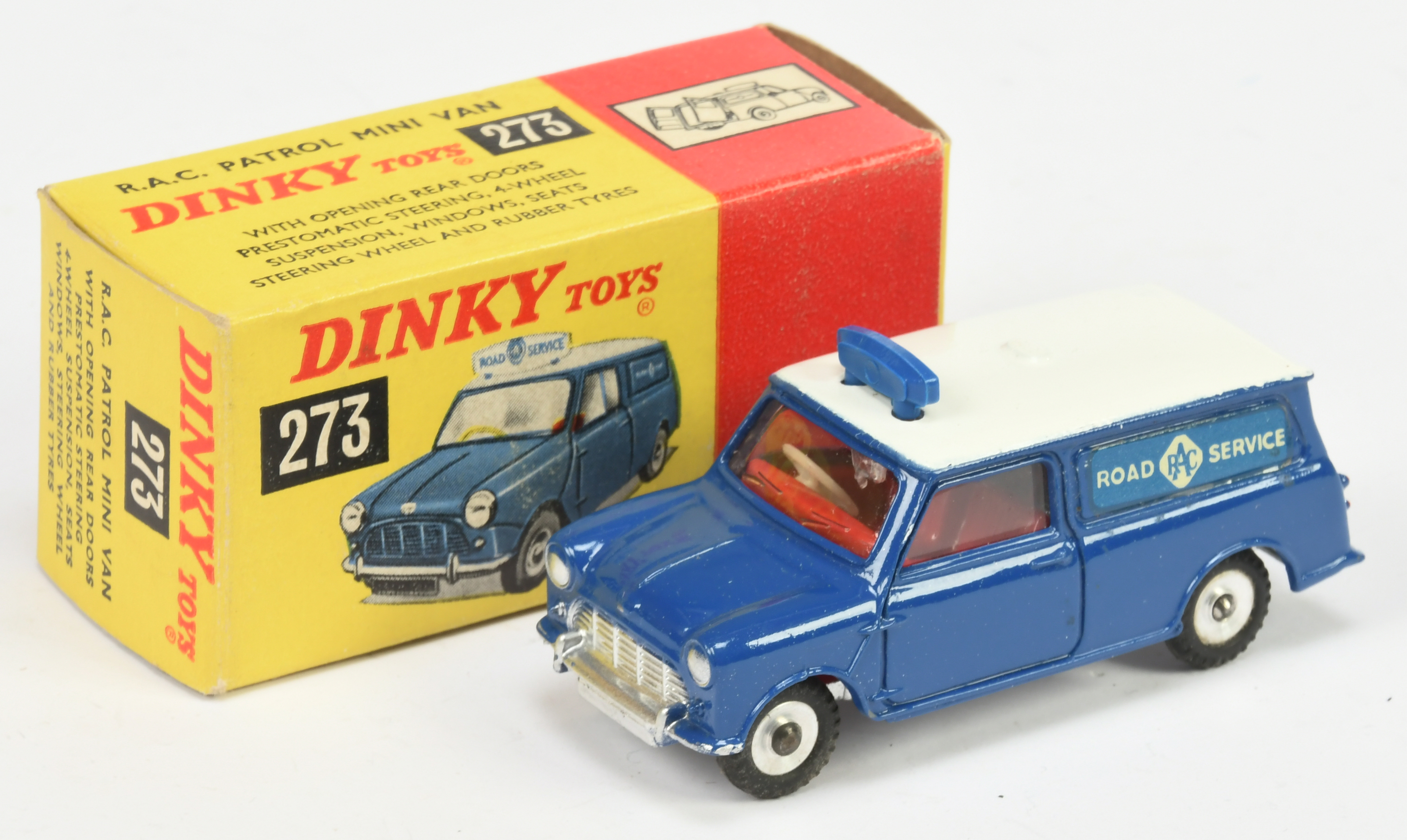 Dinky Toys 273 "RAC Road Service" Mini Van - Blue body and roof sign, white roof, red interior, s...