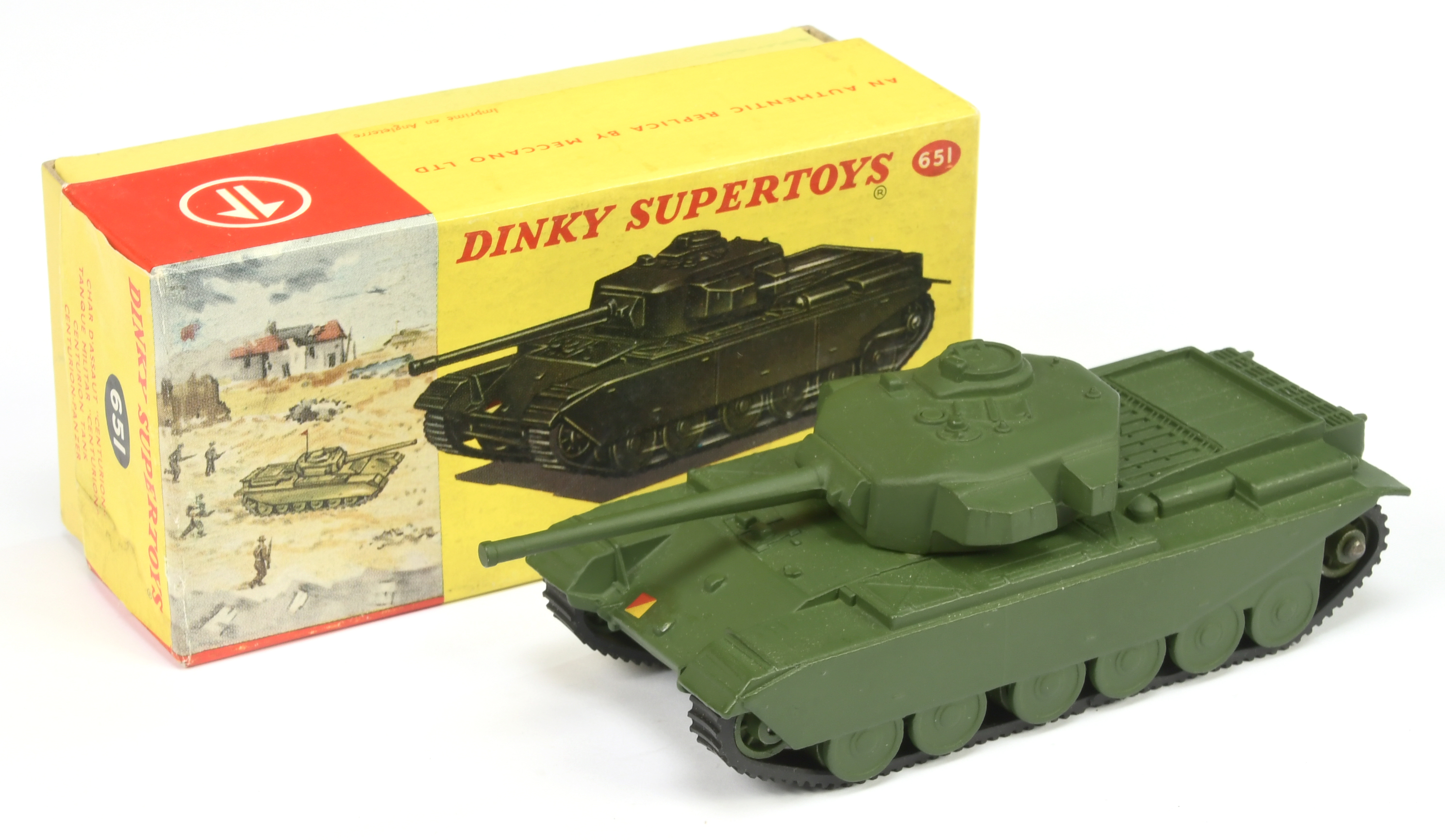 Dinky Toys Military 651 Centurion Tank - Green including metal rollers with black rubber tracks