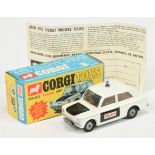 Corgi Toys 506 Sunbeam Imp "Police" Car - White body with black doors and bonnet, brown interior ...