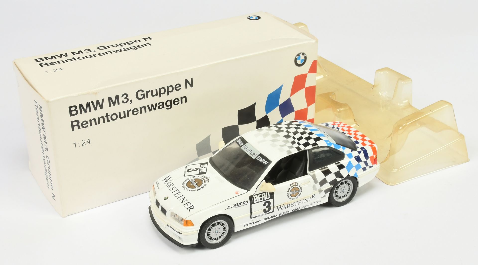 Schuco (1/24th) - Racing BMW M3 Touring Car - White, red, black and blue with racing No.3 - Good ...