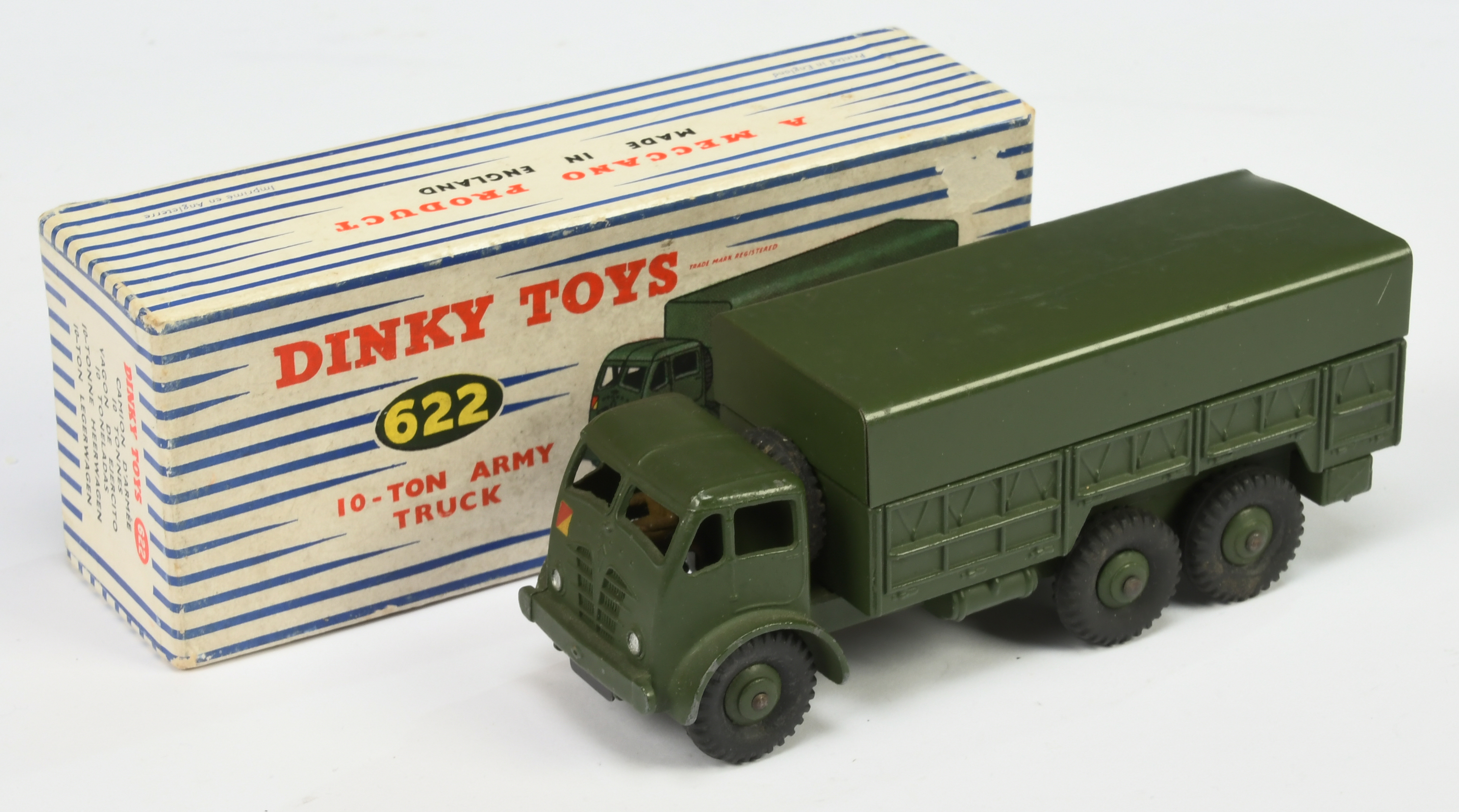 Dinky Toys Military 622 Foden Covered Wagon - green including metal tilt and rigid hubs with trea...