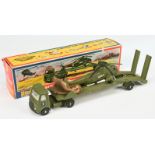 Dinky Toys 618 Military AEC Articulated Truck and Trailer - Green, pale grey interior, plastic hu...