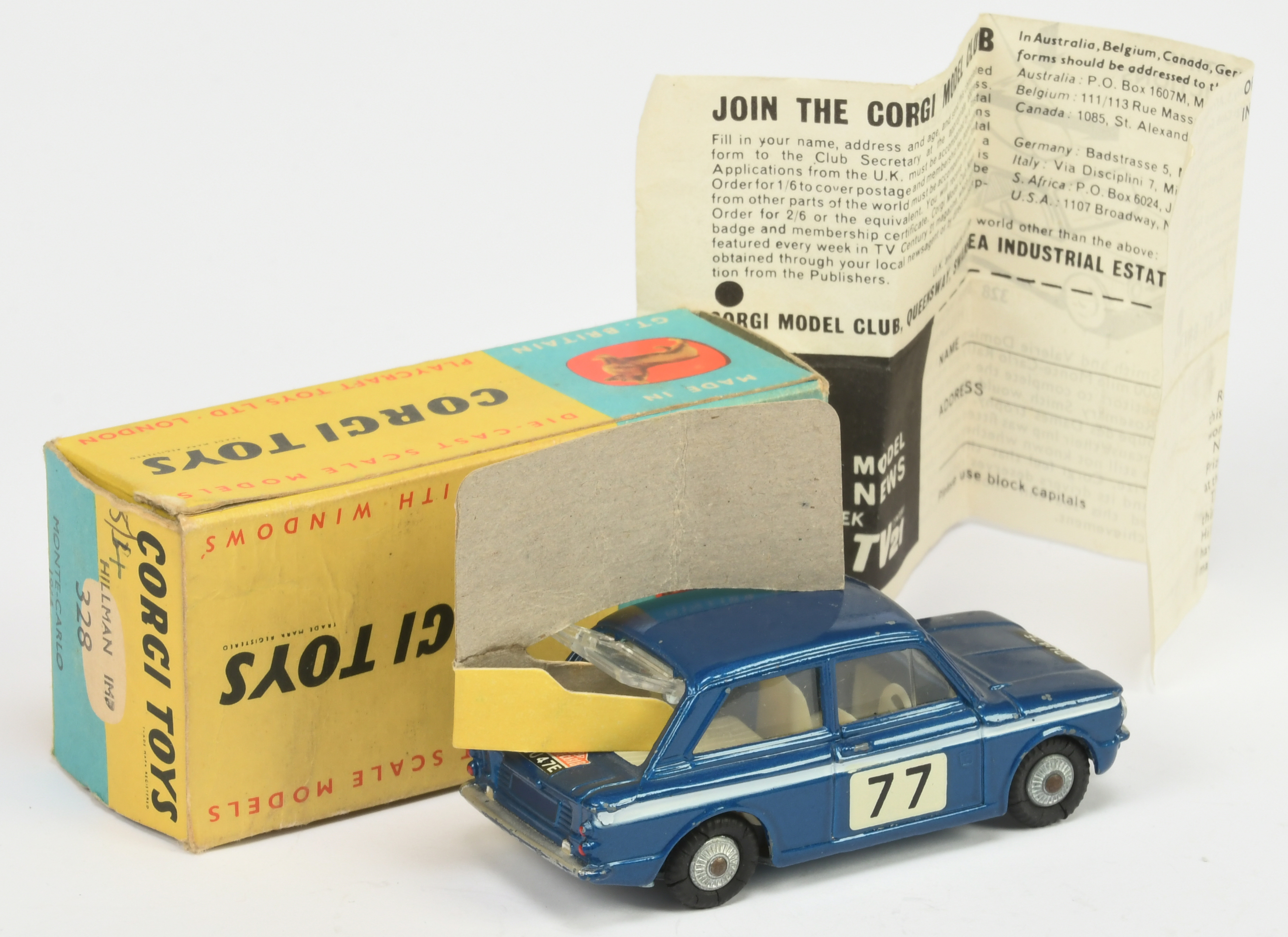 Corgi Toys 328 Hillman Imp "Rallye Monte Carlo" - Blue, white side flashes, yellow interior, silv... - Bild 2 aus 2