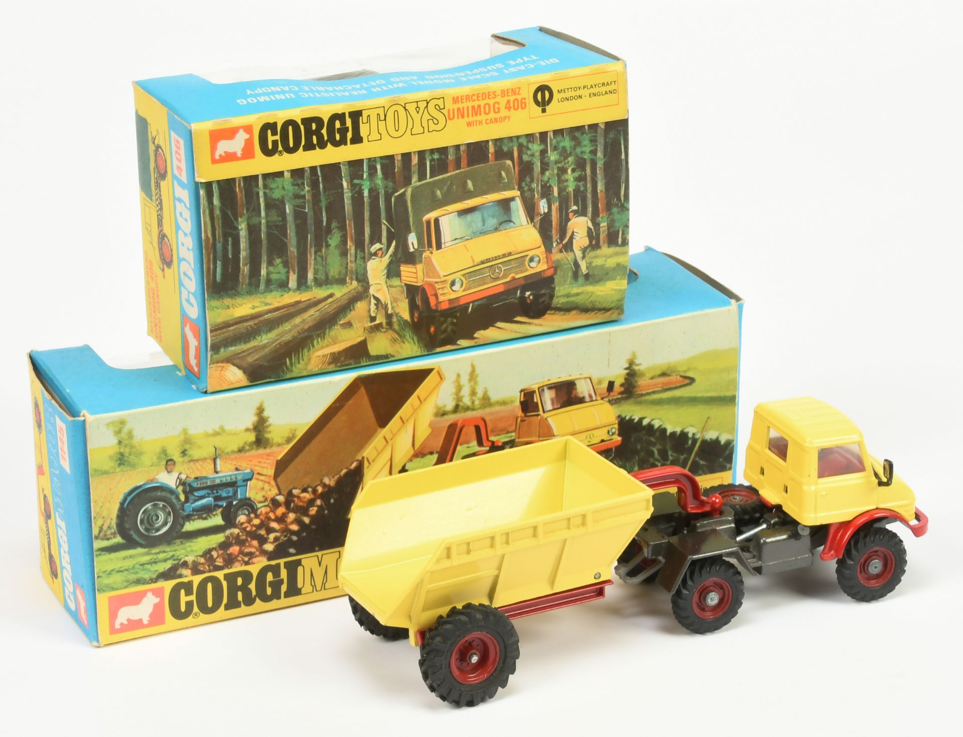 Corgi Toys 406 Mercedes Unimog 406 - yellow cab and back, red including interior, graphite chassi... - Bild 2 aus 2