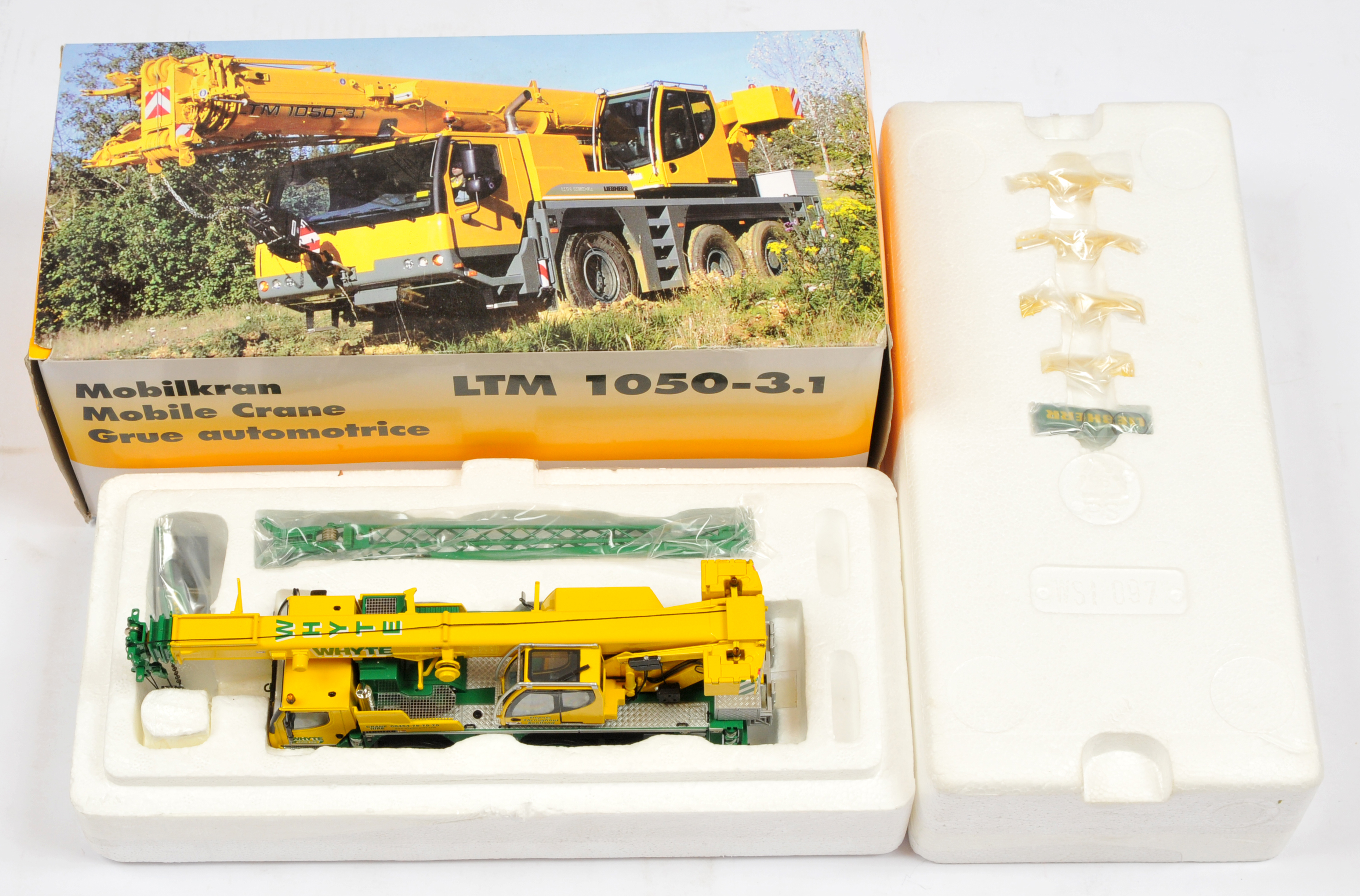 WSI Models  (1/50th) 02-1259  Liebherr LTM 1050-3.1 "Whyte Crane Hire"  Mobile Crane  -Yellow and...