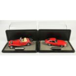 Franklin Mint (1/24th) Scale A Pair - (1) Mercedes 500k - red Body and (2) jaguar Type E - Red 