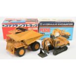 Diapet (1/50th) T-5 Komatsu Hd 1200M Dumper - Dark yellow and Shinsei (1/50th) 614 komatsu PC 650...