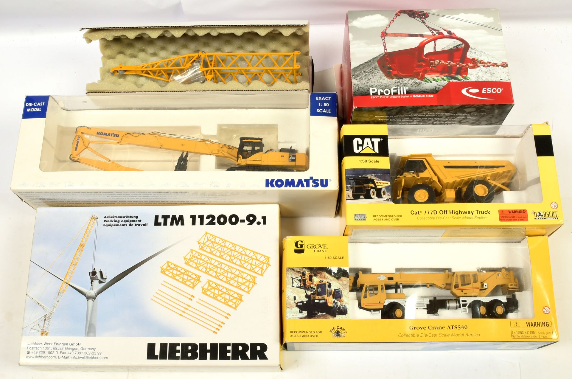 A Group Of Construction Related To Include - Norscot 30098 (1/50th) Grove Crane, Weiss Brothers -...