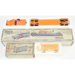 NZG (1/50th) Kaelbe Unit and Trailer - Orange, red and white and 505 Bauwagen - Orange, red and w...