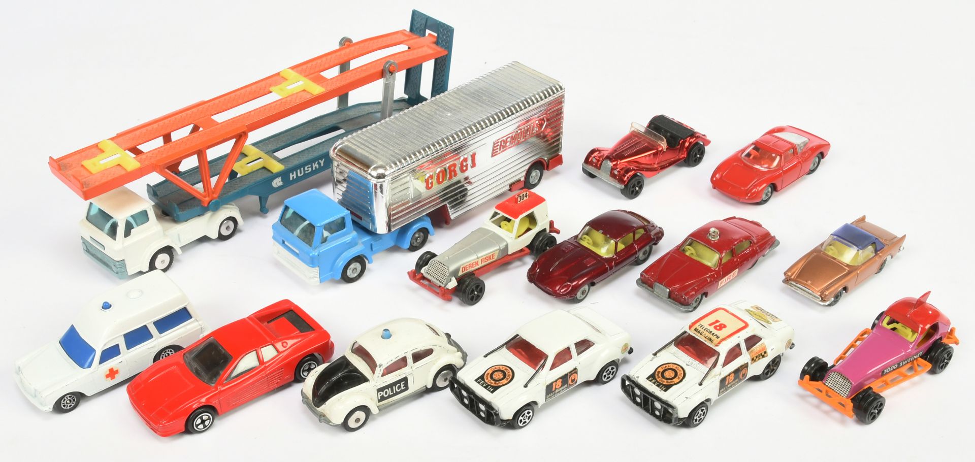 Corgi Toys Husky/Rockets/Juniors Unboxed group To include - Ford Escort rally car, Stock car, For...