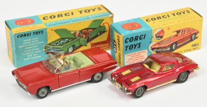 Corgi Toys  246 Chrysler Imperial - Red body, pale green interior with figures, chrome trim, cast...