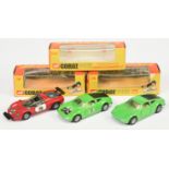 Corgi Toys Whizzwheels A Group Of 3 - (1) 316 Ford GT 70 - Green, black engine cover, with labels...