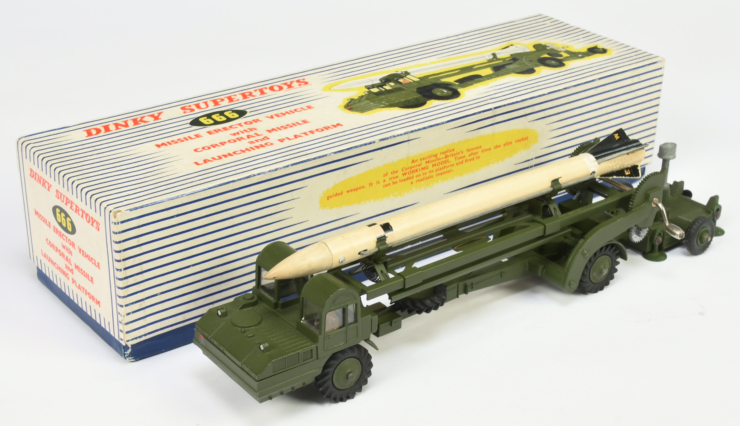 Dinky Toys Military 666 Missile Erector Vehicle With Corporal Missile - Green including hubs with...