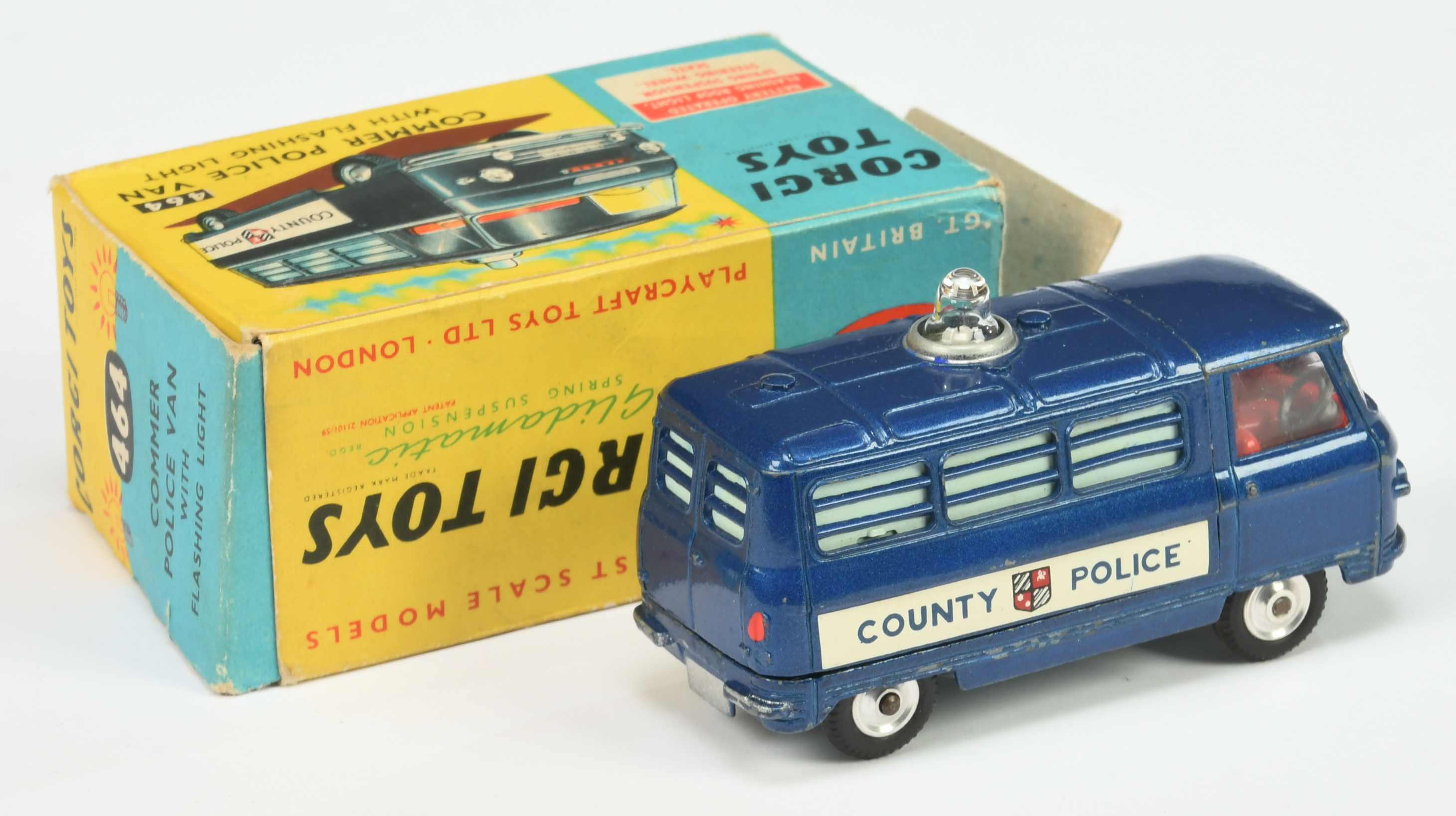 Corgi Toys 464 Commer "Police" Van - Metallic Blue body. red interior, clear battery operated roo... - Image 2 of 2