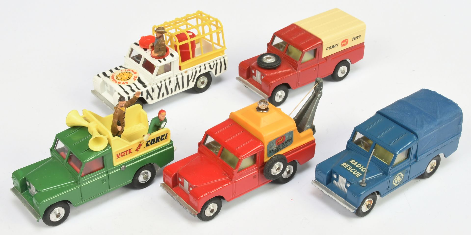 Corgi Toys  Unboxed Land Rover  - Group To Include - "RAC Radio Rescue" - Blue, lemon interior, "...