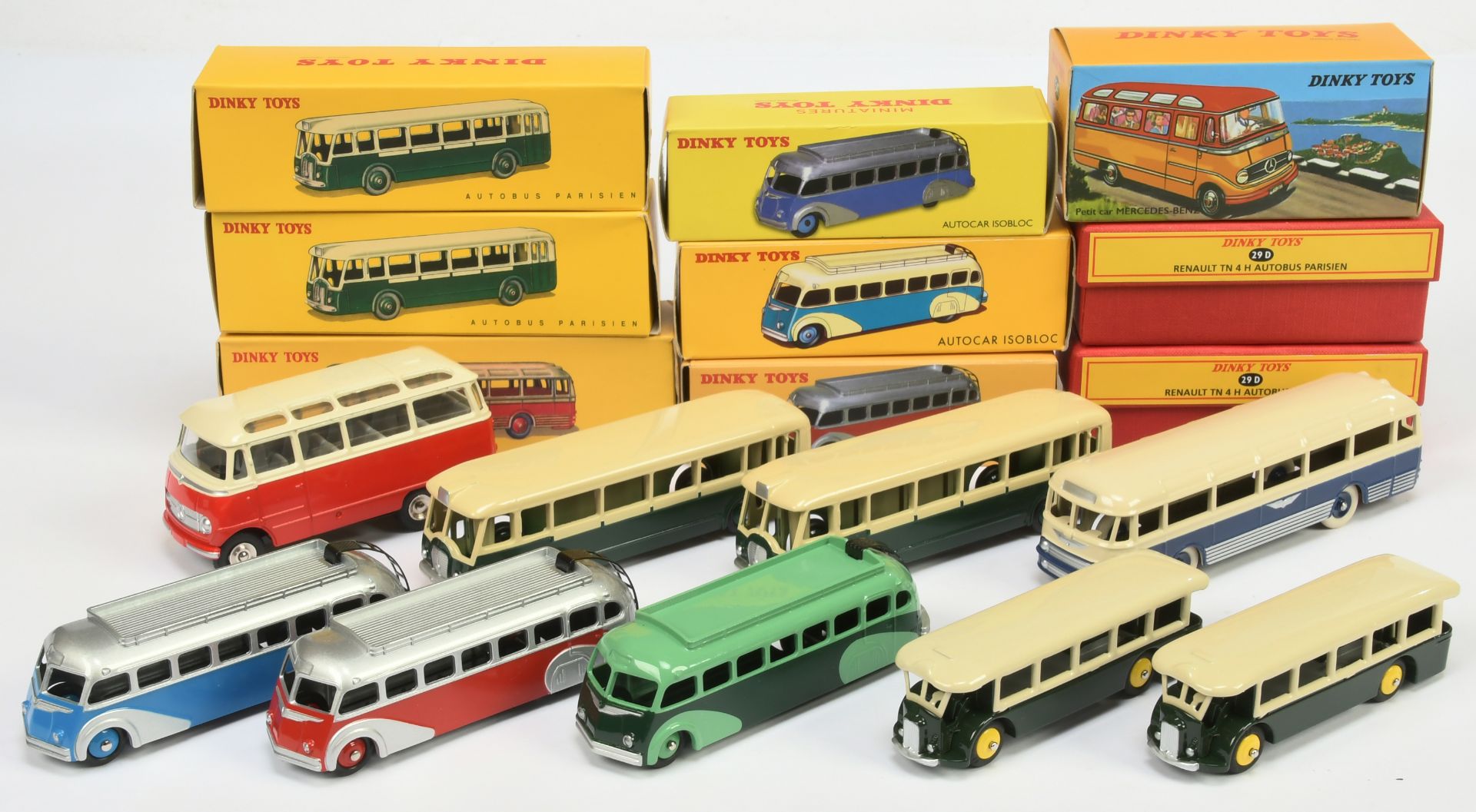Dinky Toys (Atlas Editions) Group Of  9 buses To Include - 2 X 29D Autobus Parisien,  541 Mercede...