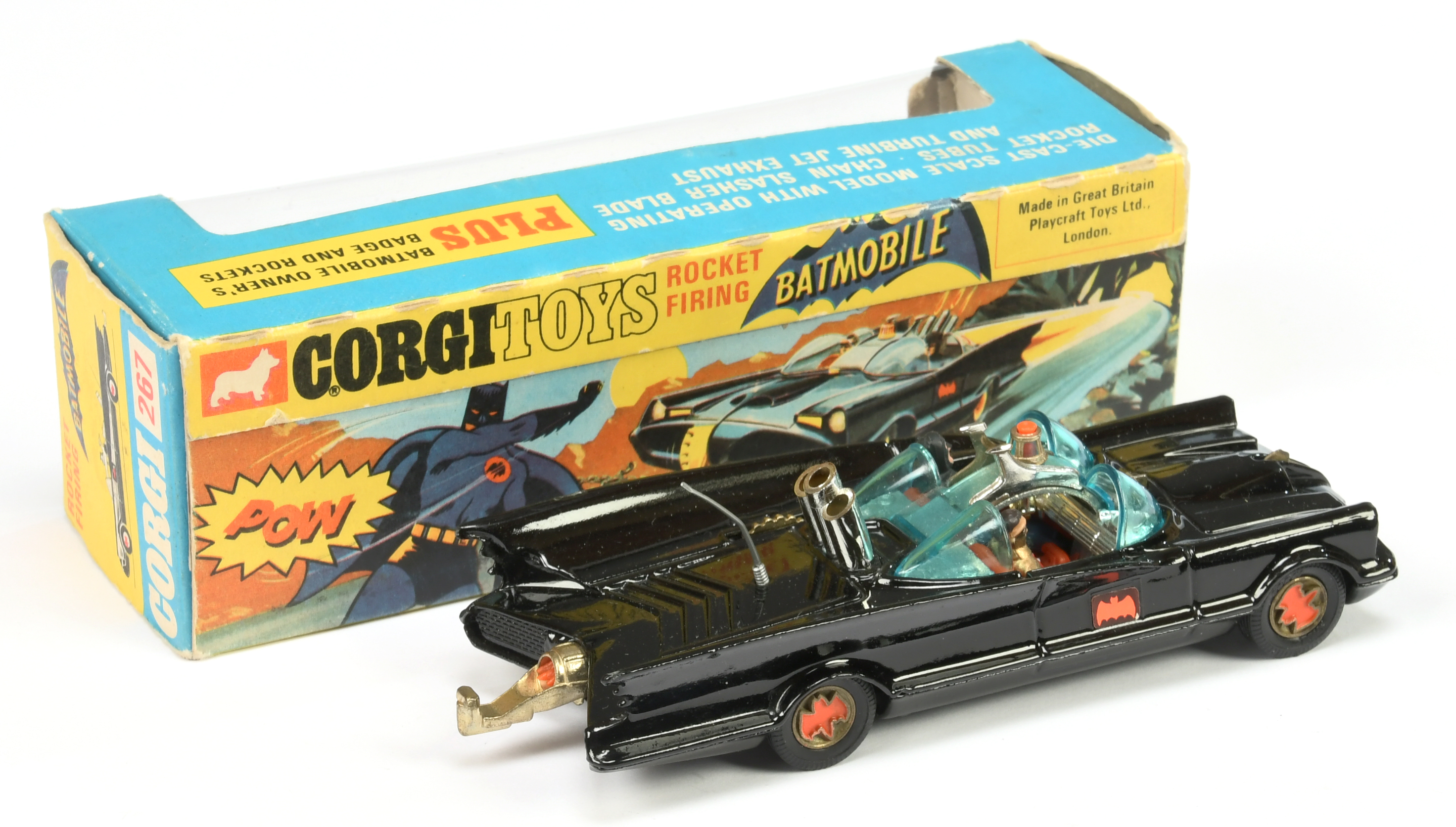 Corgi Toys 267 "Batman" Batmobile - Black body, red bat hubs,blue windows, with "Batman & Robin" ... - Image 2 of 2