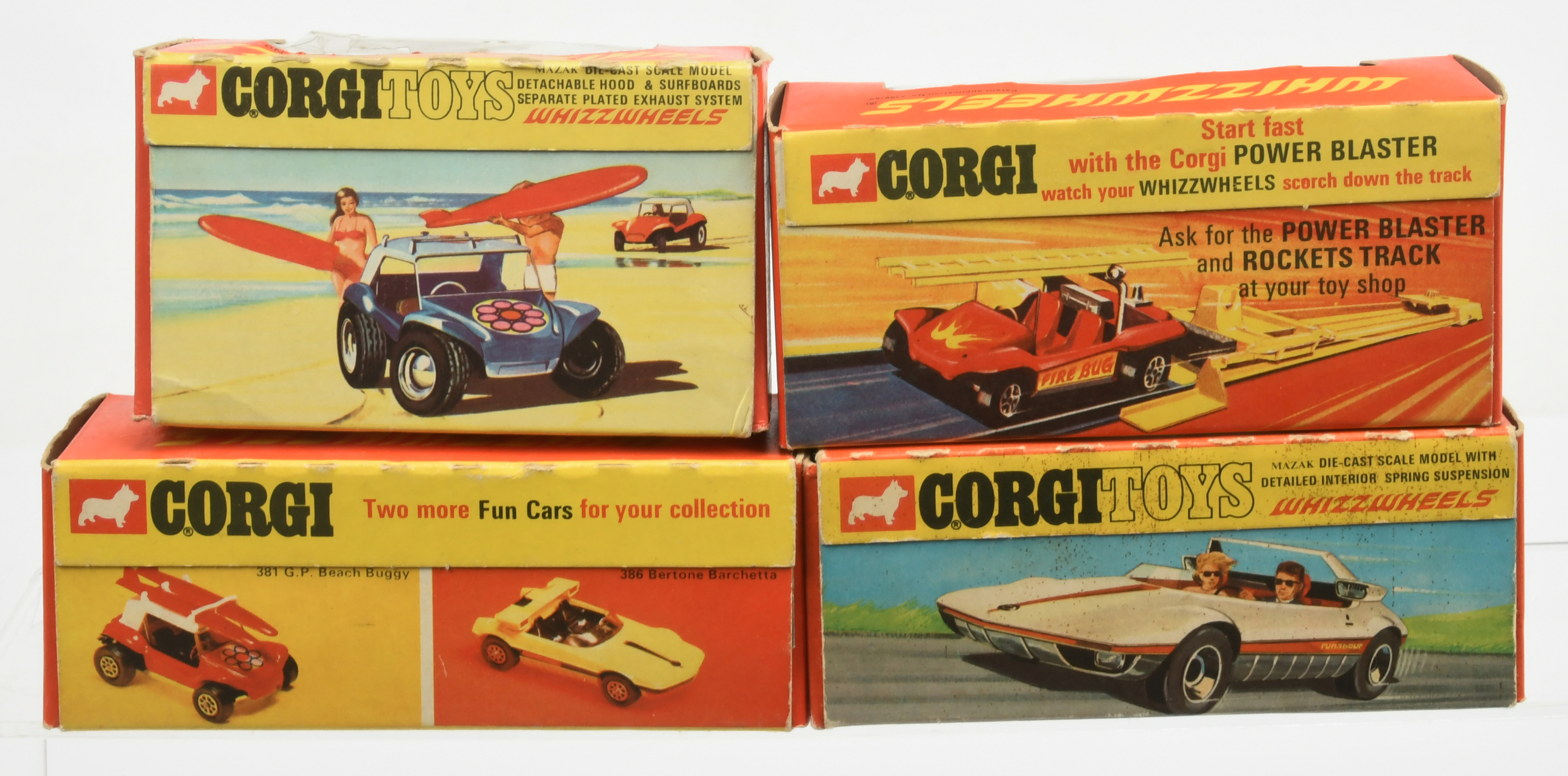 Corgi Toys Whizzwheels Group of 4 - (1) 381 GP Beach Buggy, (2) 386 Bertone Runabout Barchetta,  ... - Image 2 of 2