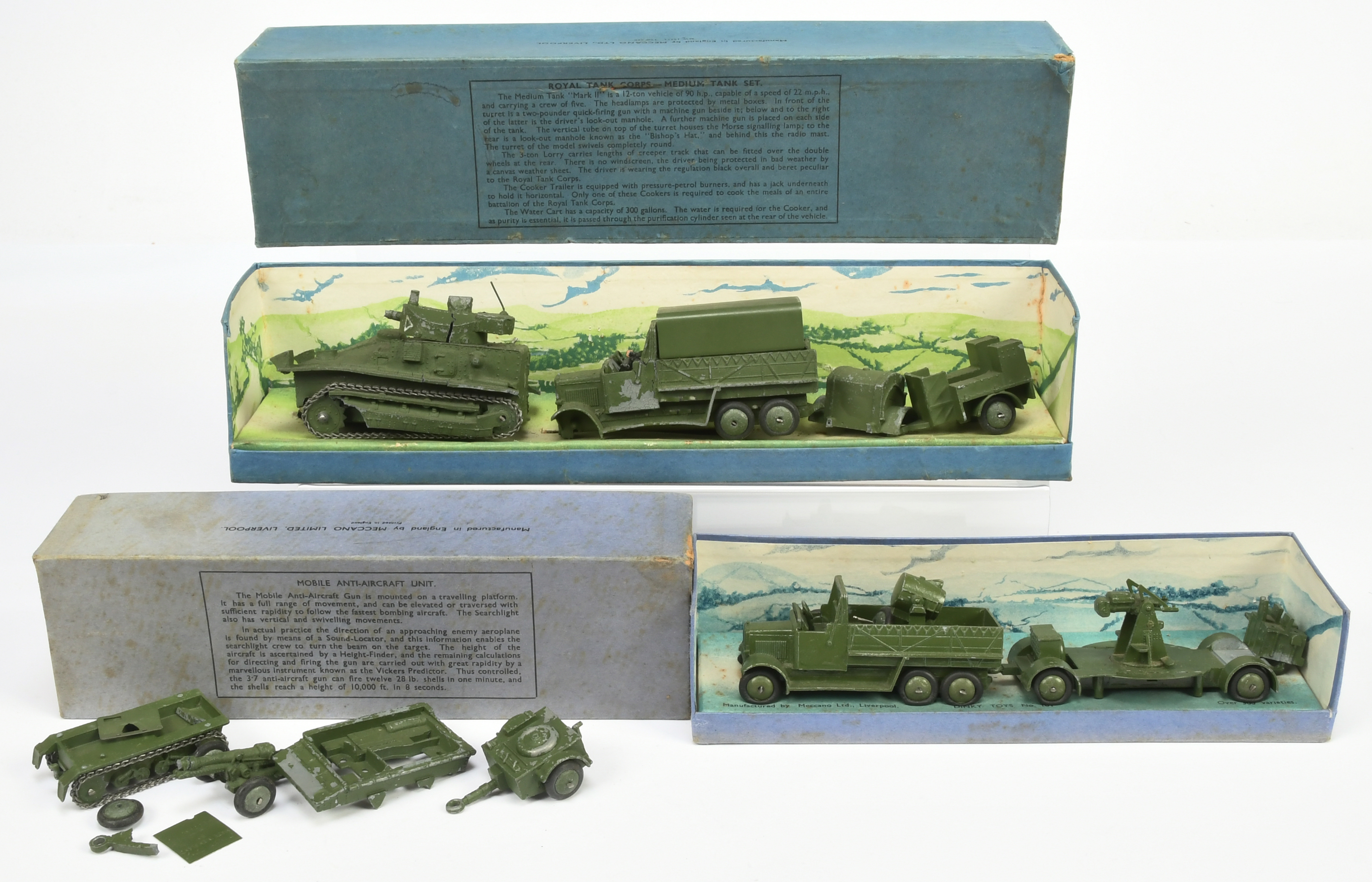 Dinky Toys Pre-War A Pair Of Military - (1) 151 Medium Tank Set - To Include Medium Tank, 6-Wheel...