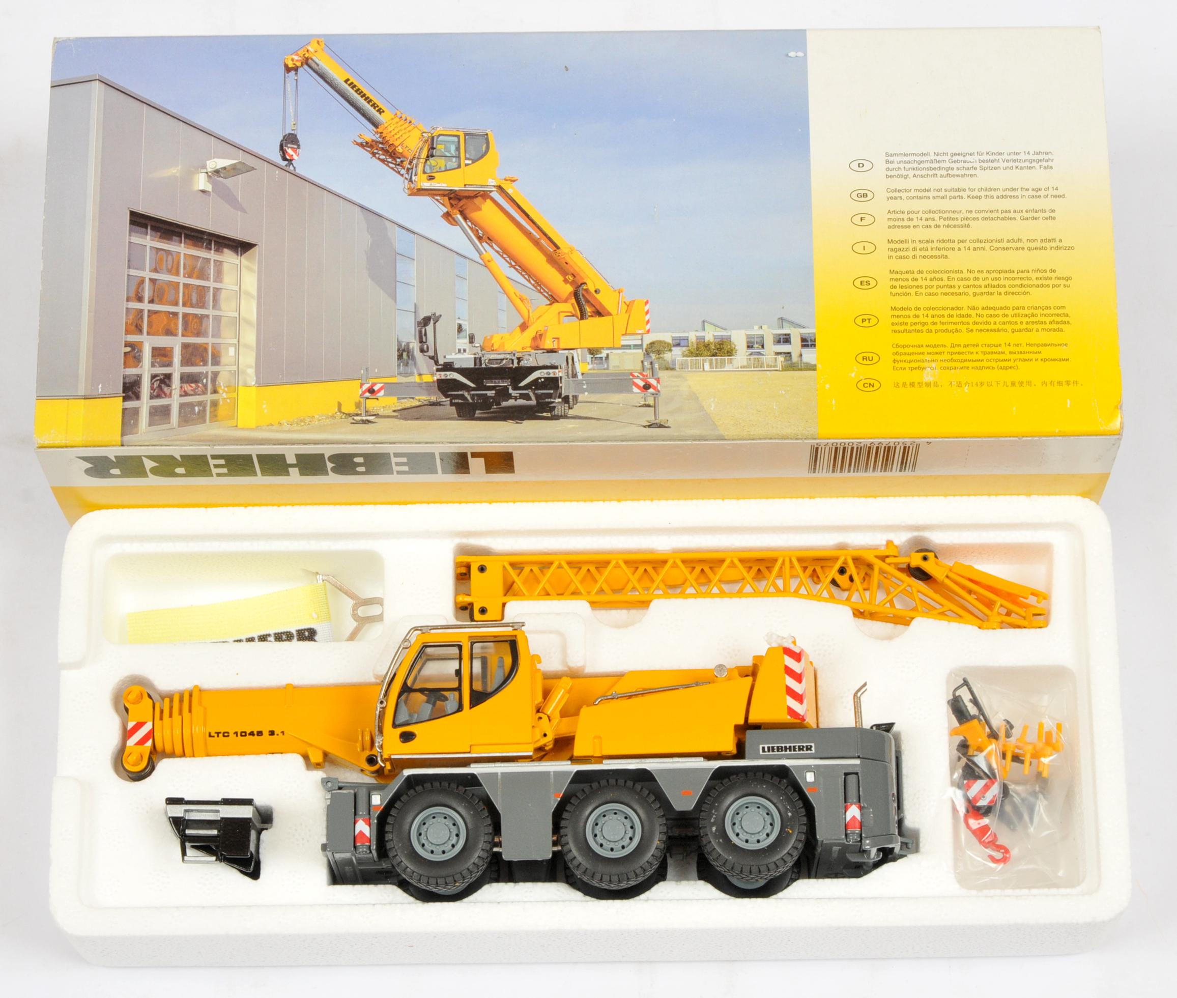 Conrad Models (1/50th) 2109/0 Liebherr LTM 1045-3.1  Mobile Crane - Deep Yellow and grey - Near M...