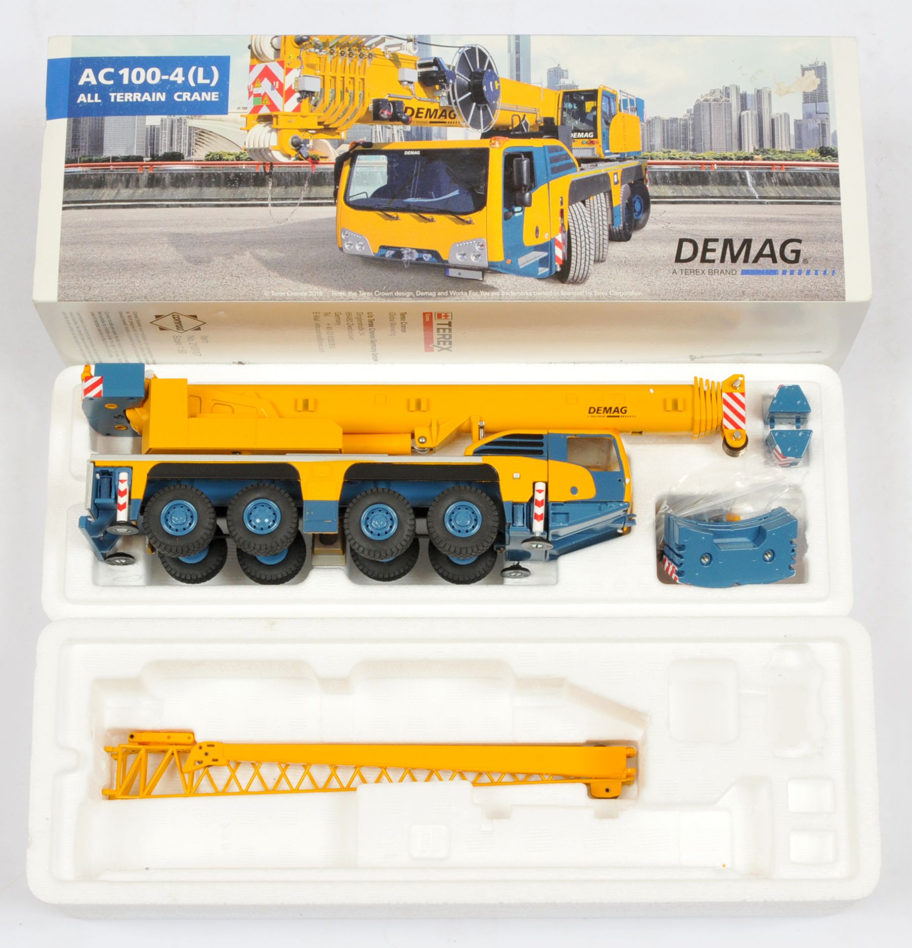 Conrad  Models  (1/50th) 2107/07 Demag  "Terex" AC 100-4 Mobile Crane - Blue and yellow - Excelle...