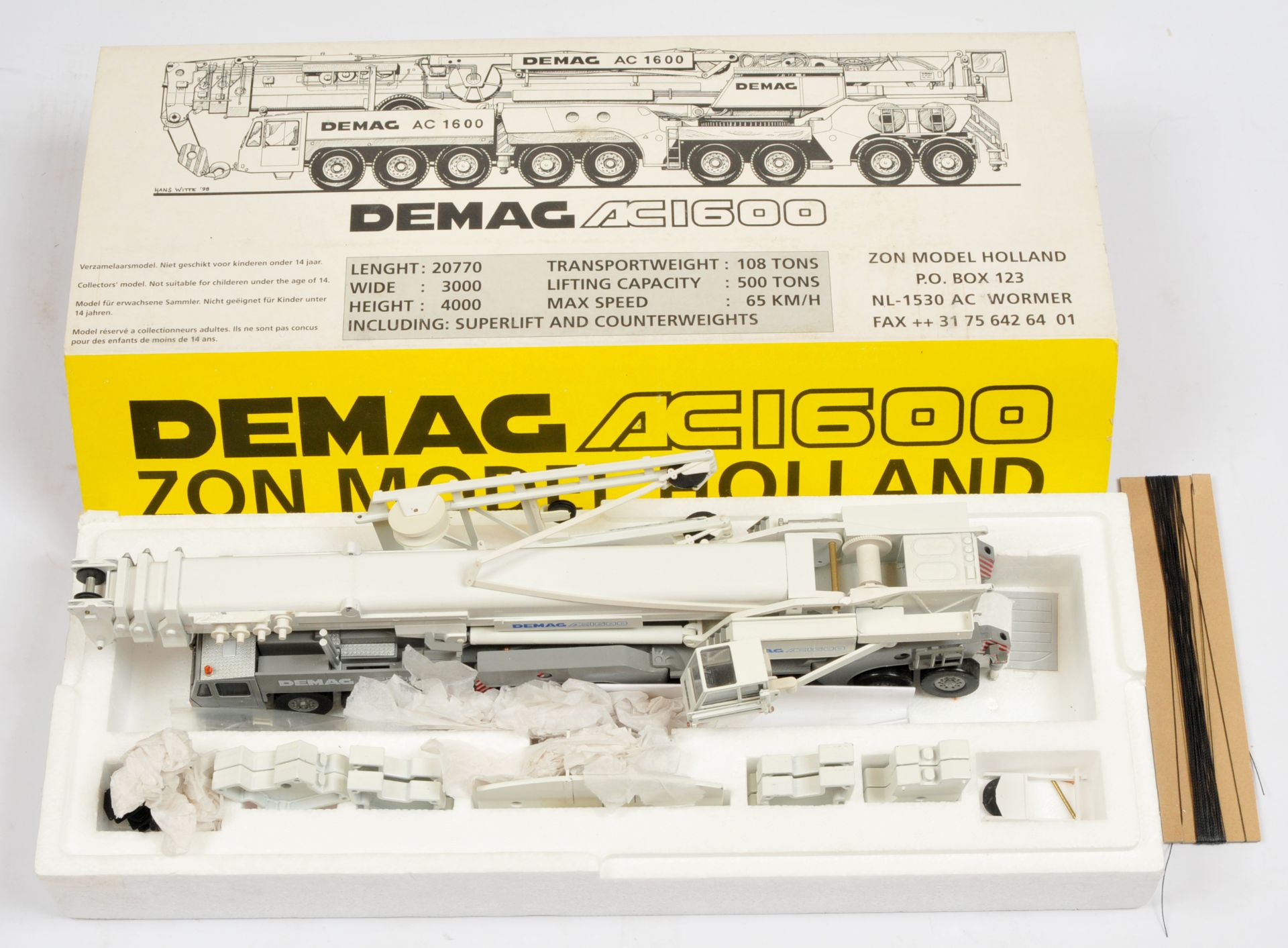 ZON  Models (1/50th) Demag AC 1600 Mobile Crane - White and Grey   - Good to  Excellent (requires...