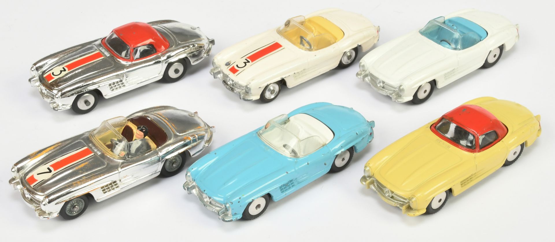 Corgi Toys Unboxed Group Of Mercedes 300SL Sports  To Include - Open Top - Light blue, Hardtop - ...