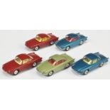 Corgi Toys Unboxed Group Of Renault Floride - Blue body with lemon and red interior, Maroon with ...