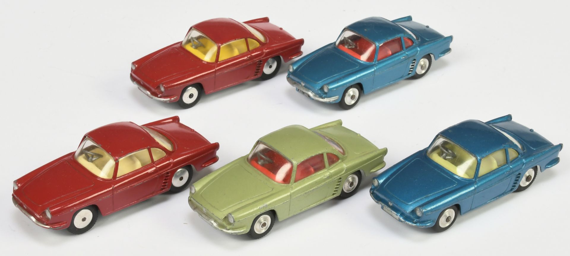 Corgi Toys Unboxed Group Of Renault Floride - Blue body with lemon and red interior, Maroon with ...