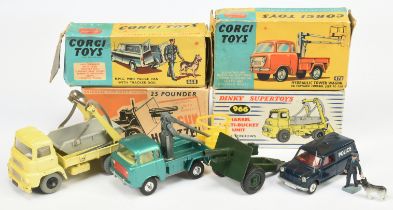 Corgi Toys A Pair - (1) 448 Mini "police" Van - blue, (2) 478 Jeep with Hydraulic lift Plus Dinky...