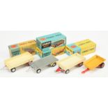 Corgi Toys Group Of Trailers - (1) 51 Massey Ferguson - Yellow and Red, (2) 100 Dropside - Cream ...