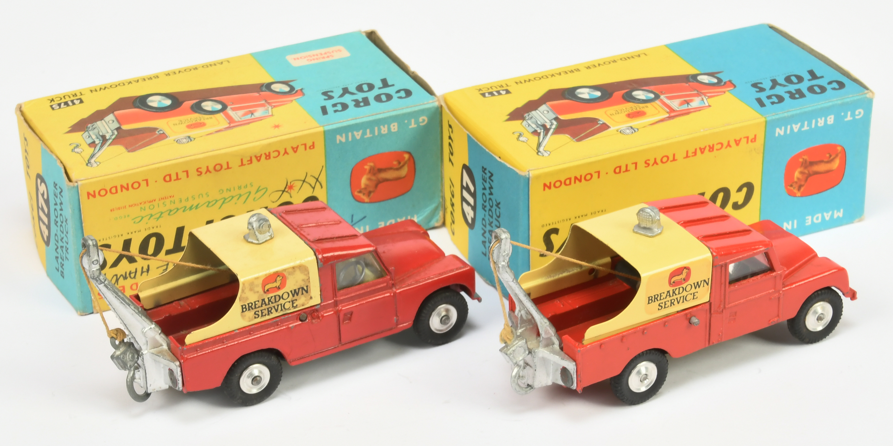 Corgi Toys 417 Land Rover Breakdown Truck "Breakdown Service" - Red body, yellow metal tilt, silv... - Image 2 of 2