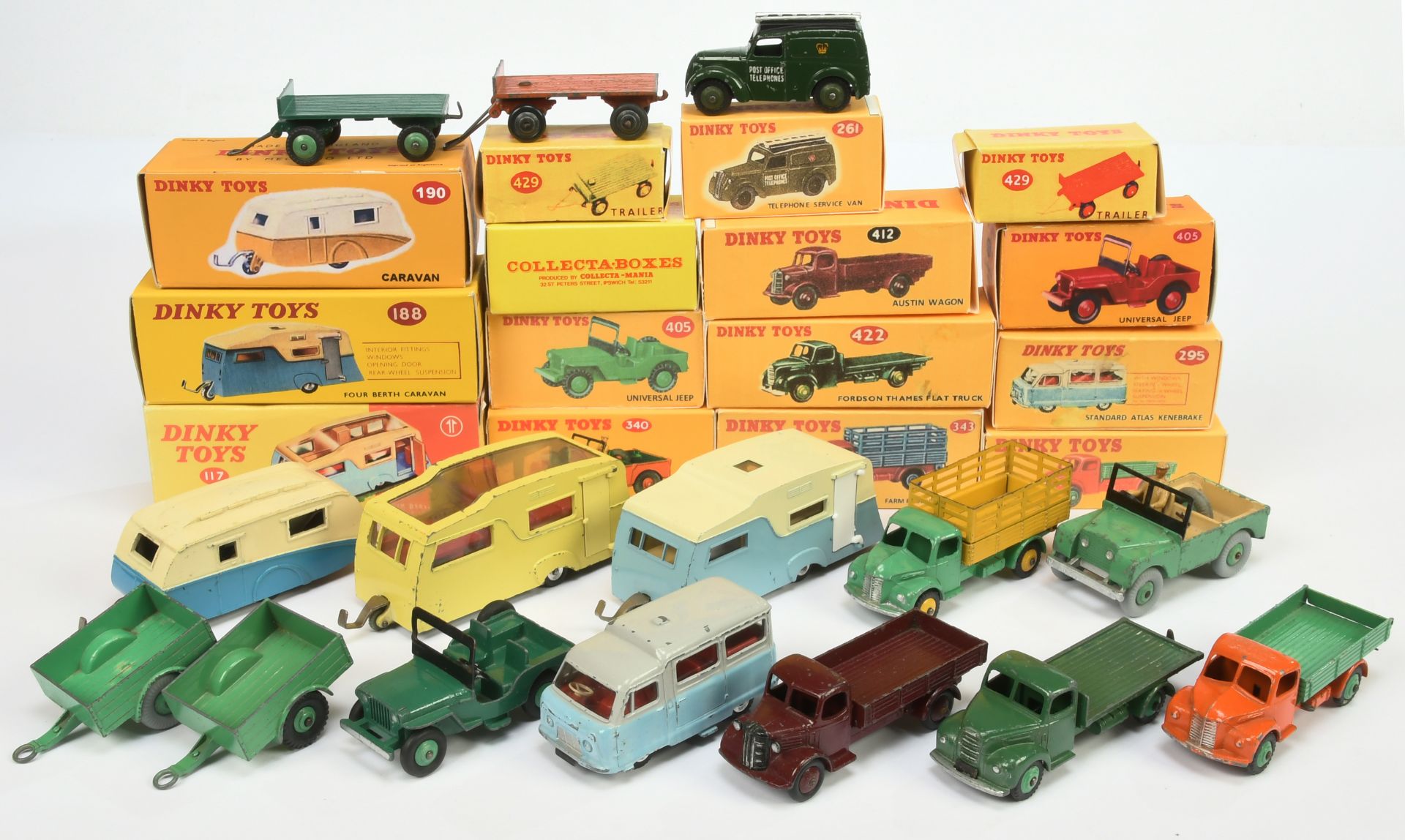 Dinky Toys Group To Include - 340 Land Rover, 261 Morris "Post office Telephones", 422 Fordson Tr...