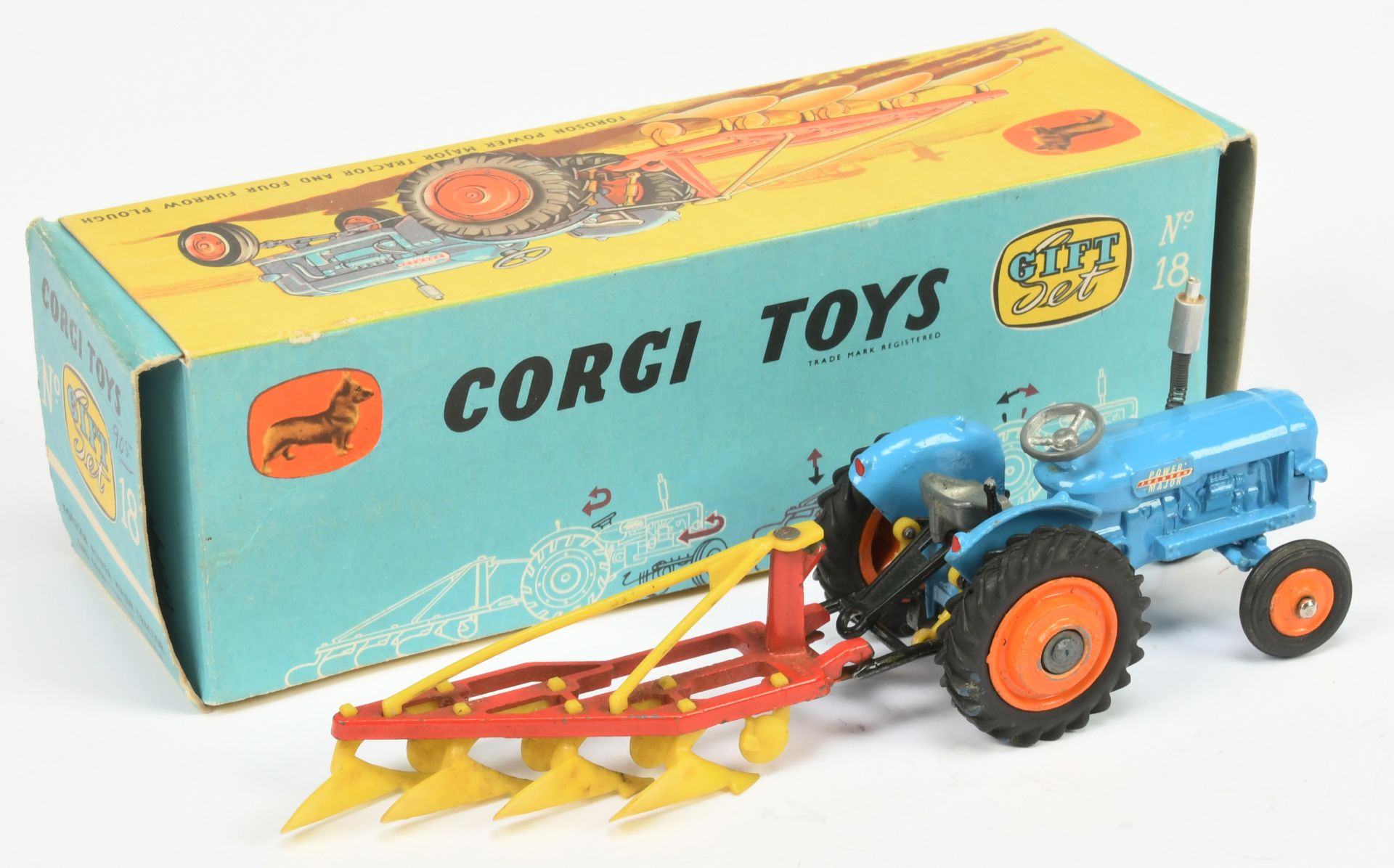 Corgi Toys GS 18 Gift Set - To Include Fordson Power Major Tractor - Blue, silver trim, orange pl... - Image 2 of 2