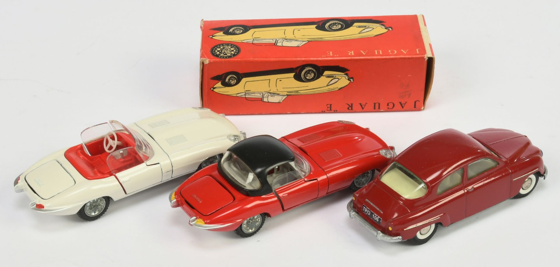 Tekno Group Of 3 - (1) 926 Jaguar Type E Open top - Off white, red interior - Excellent in a Good... - Image 2 of 2